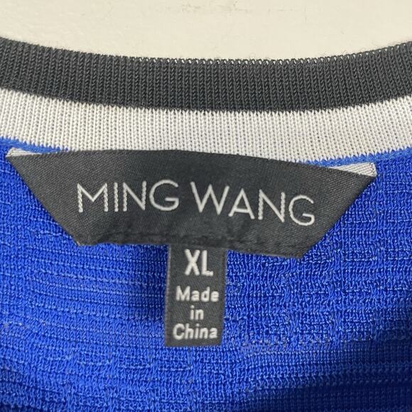 Ming Wang Jacket & Tank Top Twin Set Size XL Cobalt Blue Textured Career Office - Picture 3 of 13